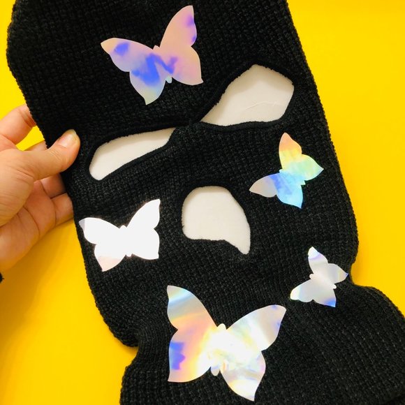 Holographic Reflective Butterflies Ski Mask - Picture 3 of 4